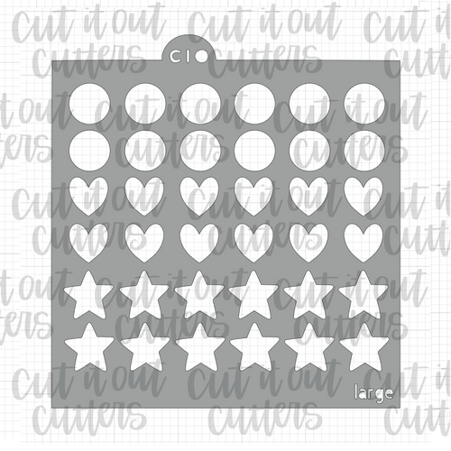 Circles, Hearts, and Stars Cookie Stencil