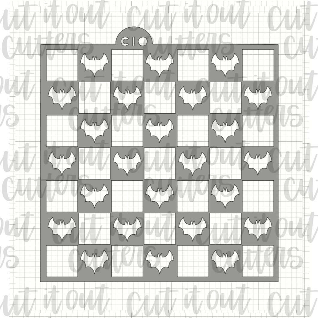 Checkered Bats Cookie Stencil