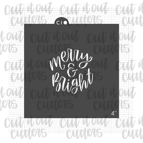 Merry & Bright in Lights Cookie Stencil