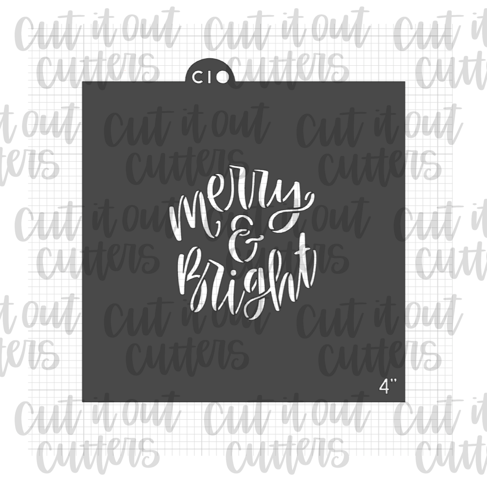 Merry & Bright in Lights Cookie Stencil