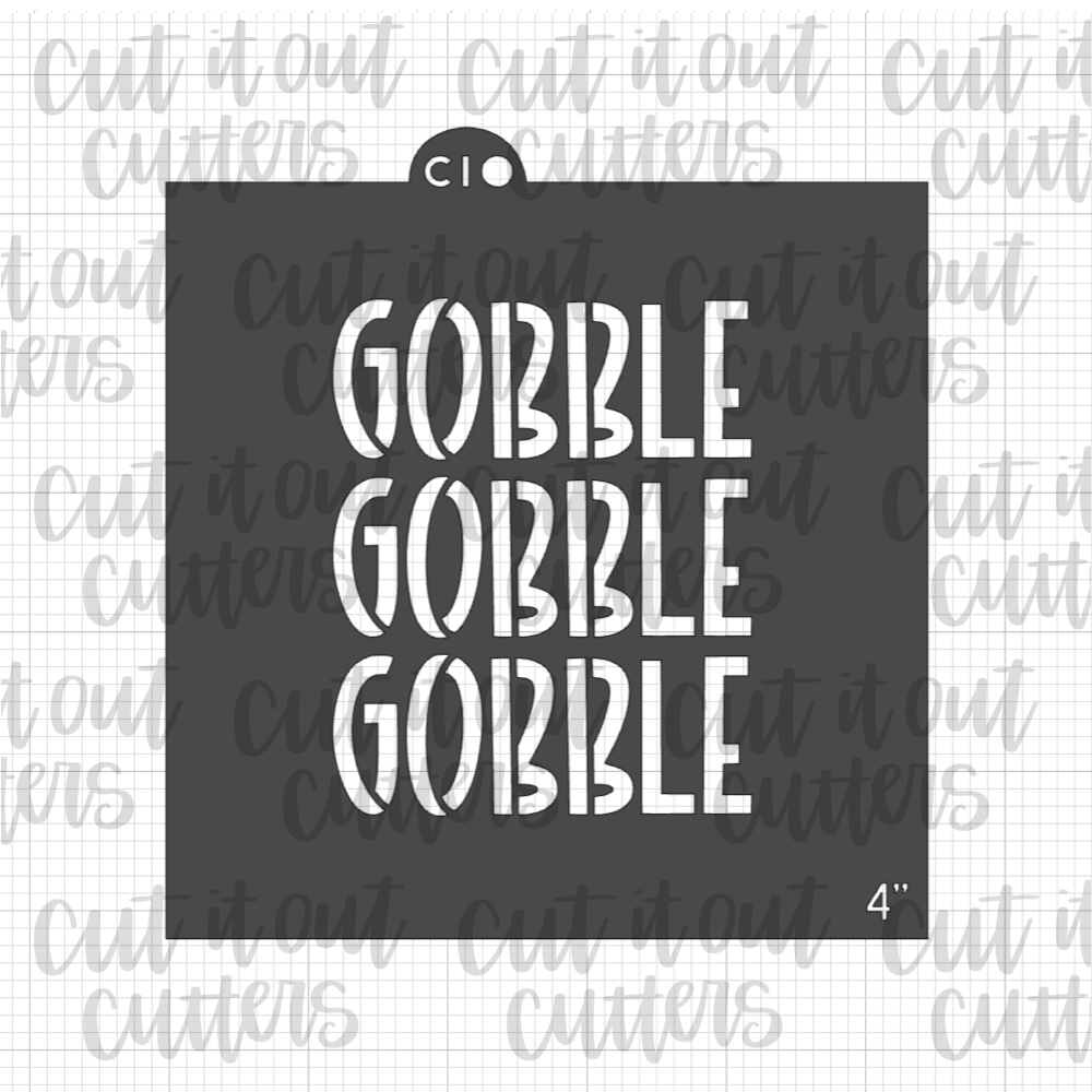 Colorful Gobble Gobble Gobble Cookie Stencil