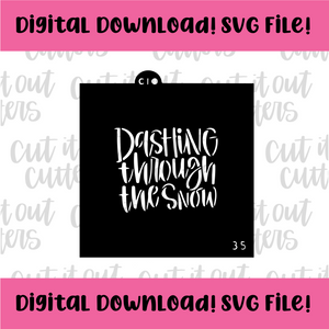 DIGITAL DOWNLOAD SVG File 3.5" Dashing Through The Snow Stencil