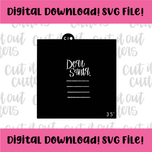 DIGITAL DOWNLOAD SVG File 3.5" Dear Santa Letter Stencil