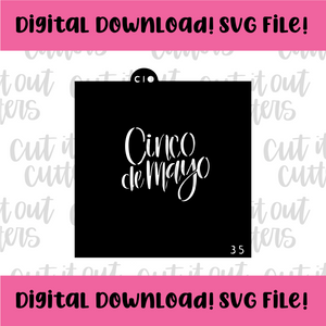 DIGITAL DOWNLOAD SVG File for 3.5" Fancy Cinco de Mayo Stencil