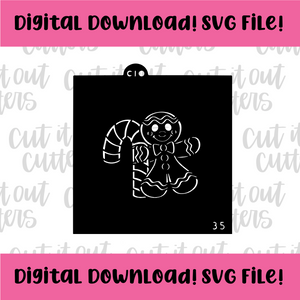 DIGITAL DOWNLOAD SVG File 3.5" PYO Gingy Candy Cane Muggie Stencil