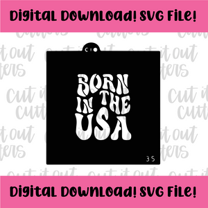 DIGITAL DOWNLOAD SVG File for 3.5" Retro Born in the USA Stencil