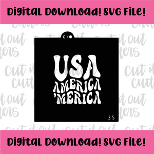 DIGITAL DOWNLOAD SVG File for 3.5" Retro USA America 'Merica Stencil