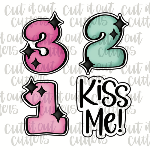 3 2 1 Kiss Me Cookie Cutter Set