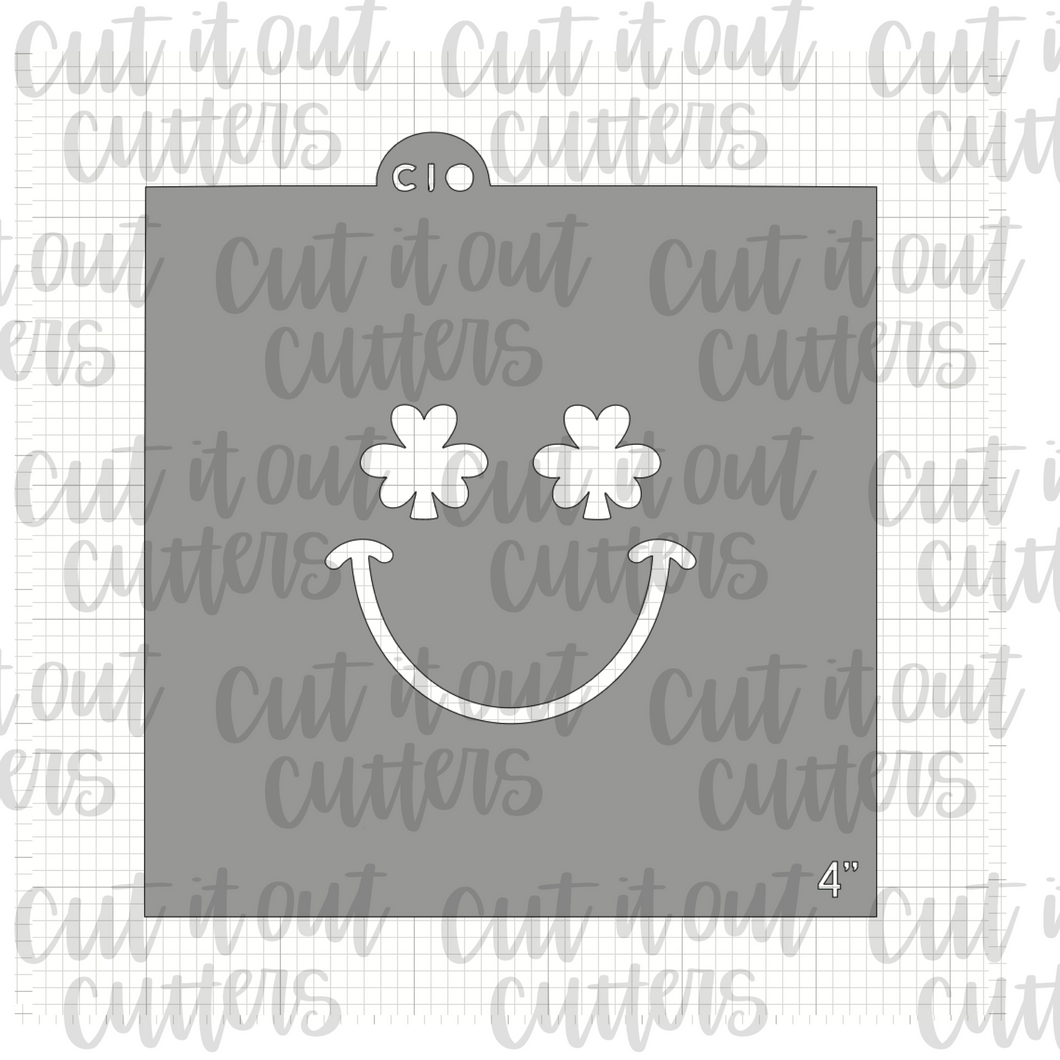 Shamrock Happy Face Cookie Stencil