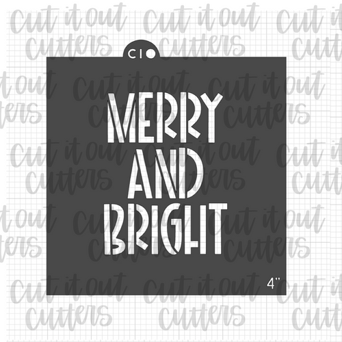 Colorful Merry and Bright Cookie Stencil