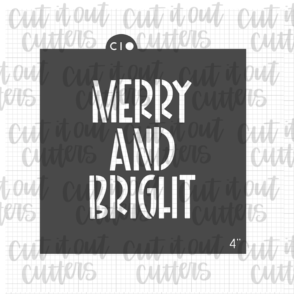 Colorful Merry and Bright Cookie Stencil