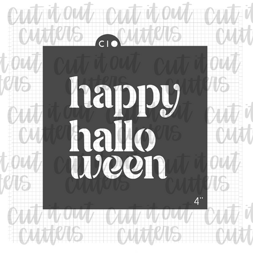 Happy Halloween Fancy Text Cookie Stencil