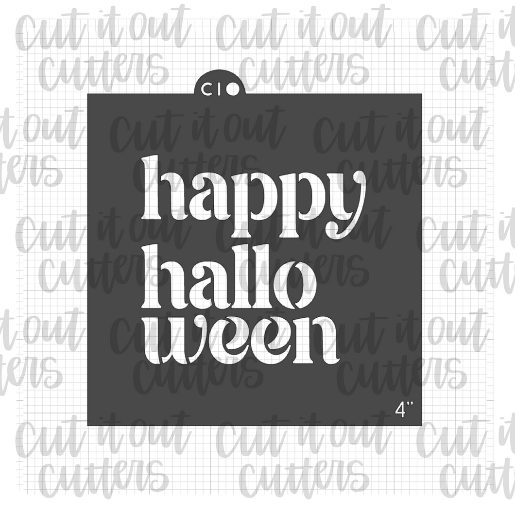 Happy Halloween Fancy Text Cookie Stencil