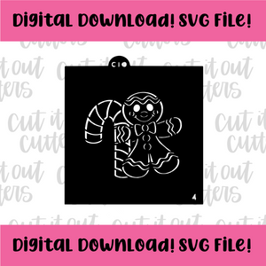 DIGITAL DOWNLOAD SVG File 4" PYO Gingy Candy Cane Muggie Stencil
