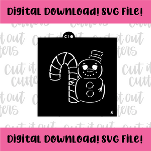 DIGITAL DOWNLOAD SVG File 4" PYO Snowman Candy Cane Muggie Stencil