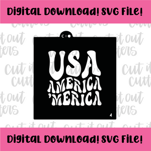 DIGITAL DOWNLOAD SVG File for 4" Retro USA America 'Merica Stencil