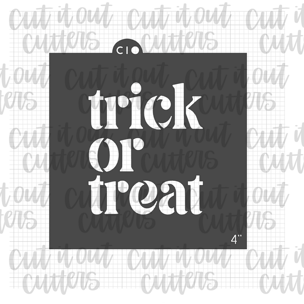 Trick or Treat Fancy Text Cookie Stencil