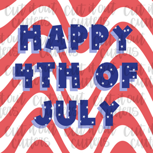 4th of July Wavy - 2" Square Tags - Digital Download