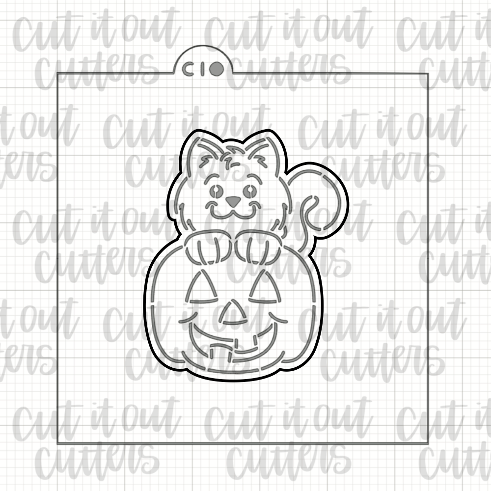 PYO Halloween Cat & Pumpkin Cookie Cutter & Stencil