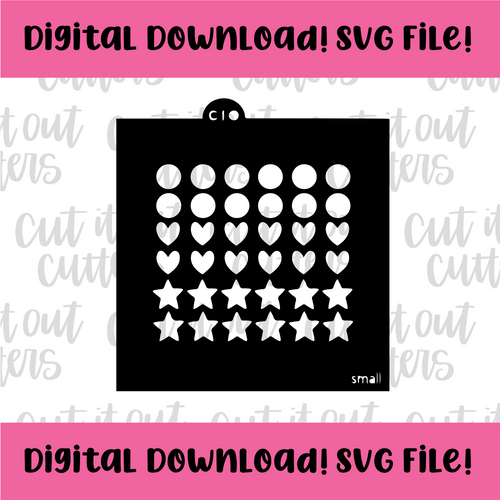 DIGITAL DOWNLOAD SVG File for SMALL Hearts, Circles, and Stars Stencil
