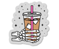 Skeleton Iced Coffee Sticker -Clear Backing