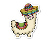 Luna Llama with Sombrero Sticker