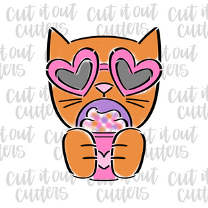 PYO Cat Love Cookie Stencil & Cutter