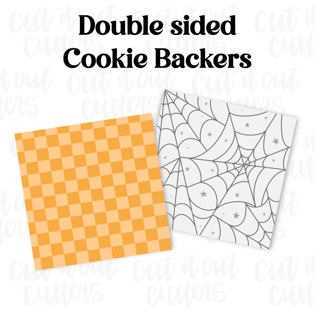 Orange Check & Webs Cookie Backers