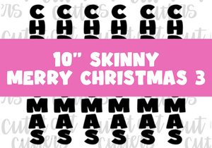 10" Skinny Merry Christmas 3 - Icing Transfers - Digital Download