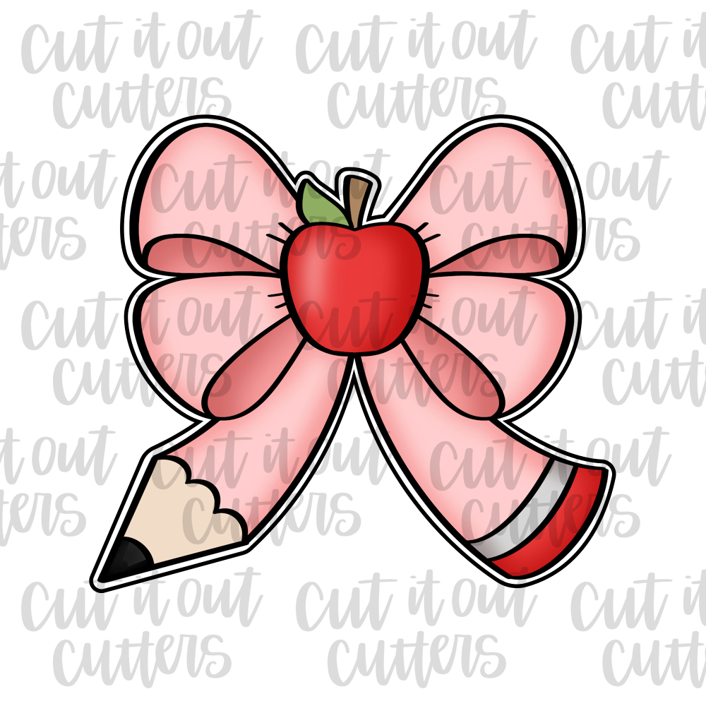 Apple Pencil Bow Cookie Cutter