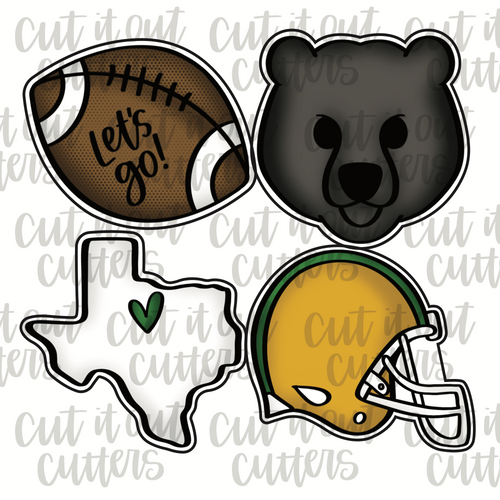 Bear & TX Football Mini Cookie Cutter Set
