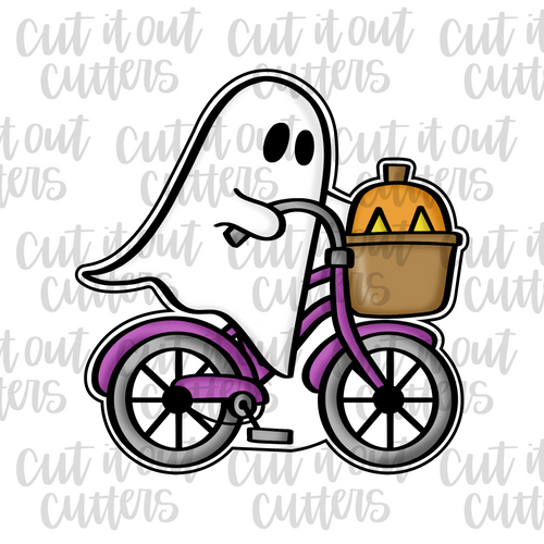 Bike Riding Ghost with Pumpkin Cookie Cutter