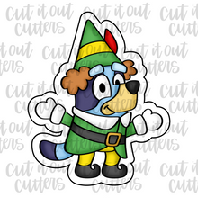 Load image into Gallery viewer, PYO Blue Pup as Elf Cookie Stencil &amp; Cutter