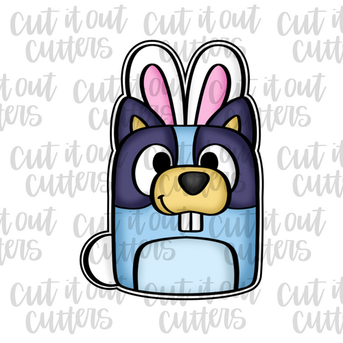 Blue Pup with Bunny Ears Cookie Cutter