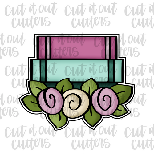 Books and Flowers Cookie Cutter