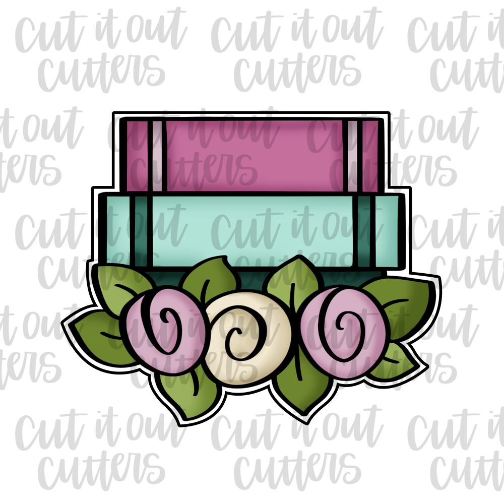 Books and Flowers Cookie Cutter
