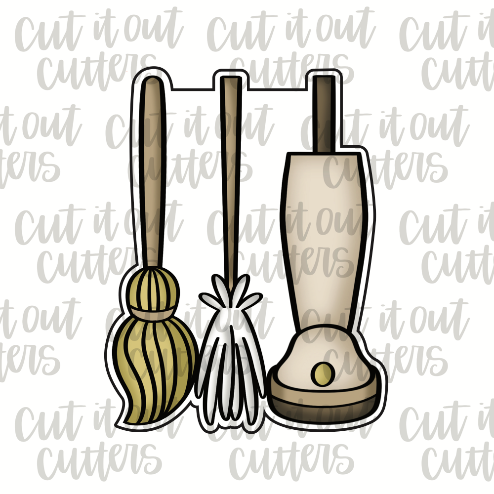 Broom, Mop, Vacuum Cookie Cutter Cut It Out Cutters
