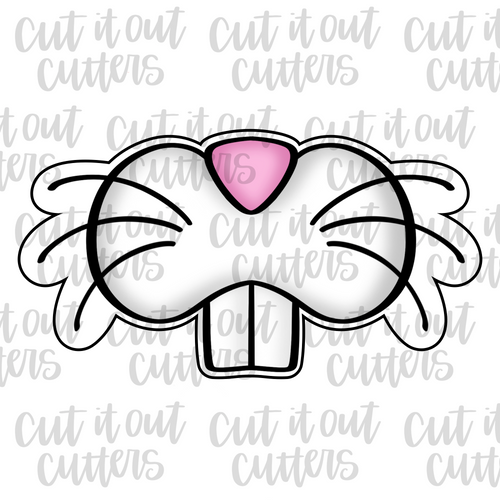 Buck Tooth Bunny Face with Whiskers Cookie Cutter