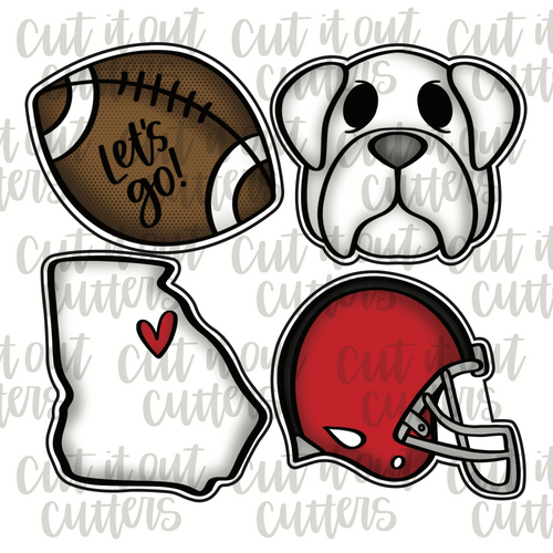 Bulldog & GA Football Mini Cookie Cutter Set
