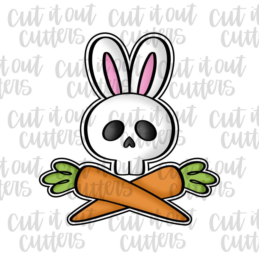 Bunny Skull & Carrots Cookie Cutter