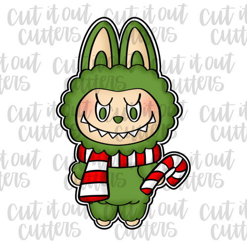 Candy Cane Furry Monster Cookie Cutter