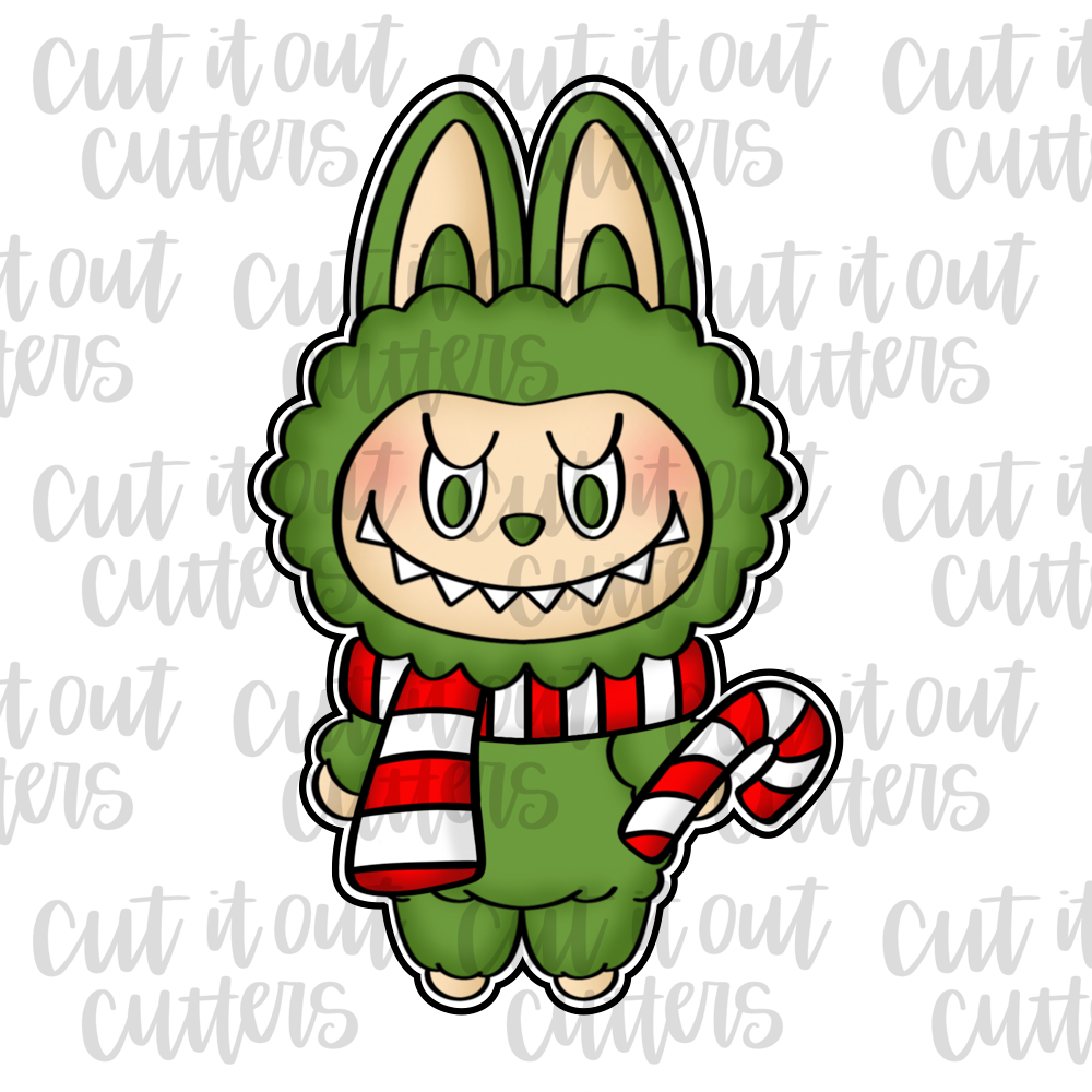 Candy Cane Furry Monster Cookie Cutter
