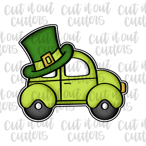 Car with Leprechaun Hat Cookie Cutter