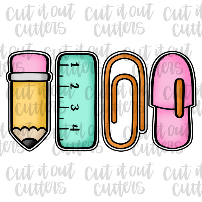 Chubby Stick School Supplies Cookie Cutter Set