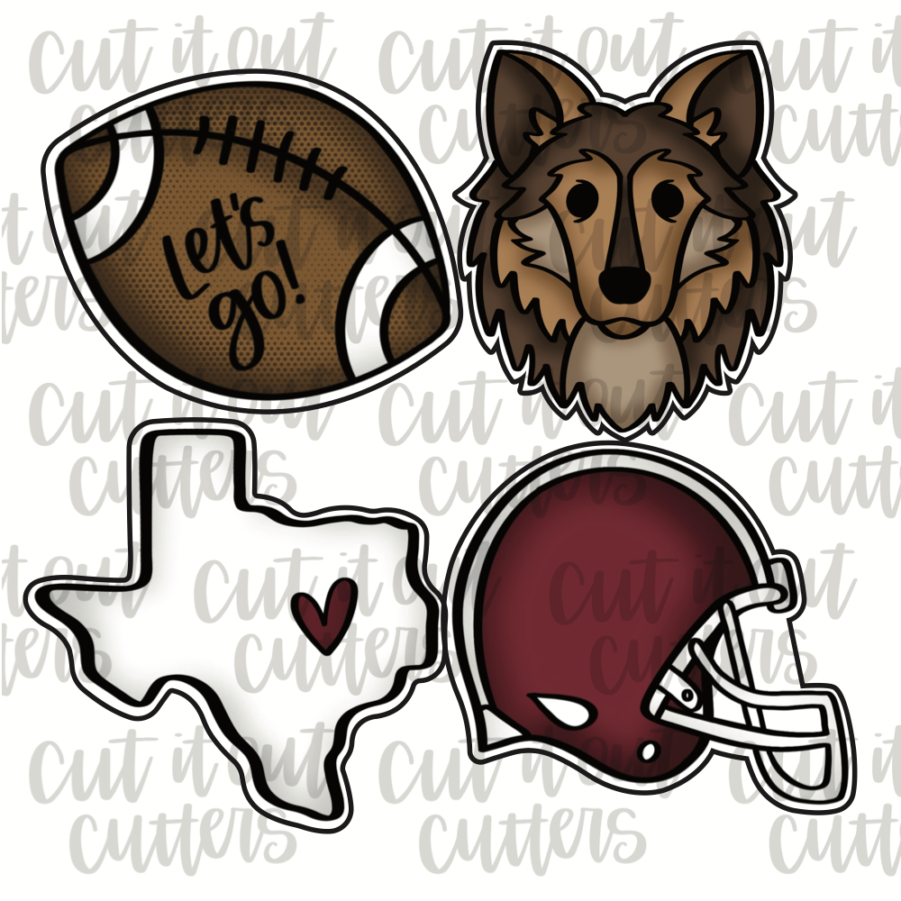 Collie & TX Football Mini Cookie Cutter Set