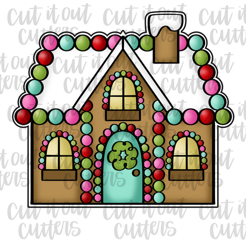 Cozy Christmas House with Lights Cookie Cutter