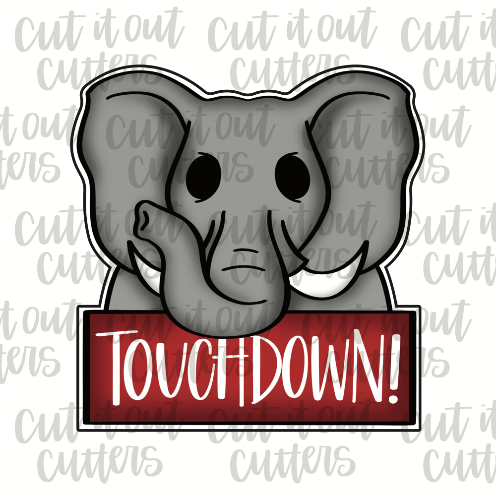 Elephant Touchdown Plaque Cookie Cutter