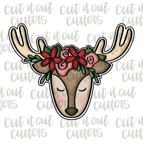 Flower Crown Reindeer Cookie Cutter