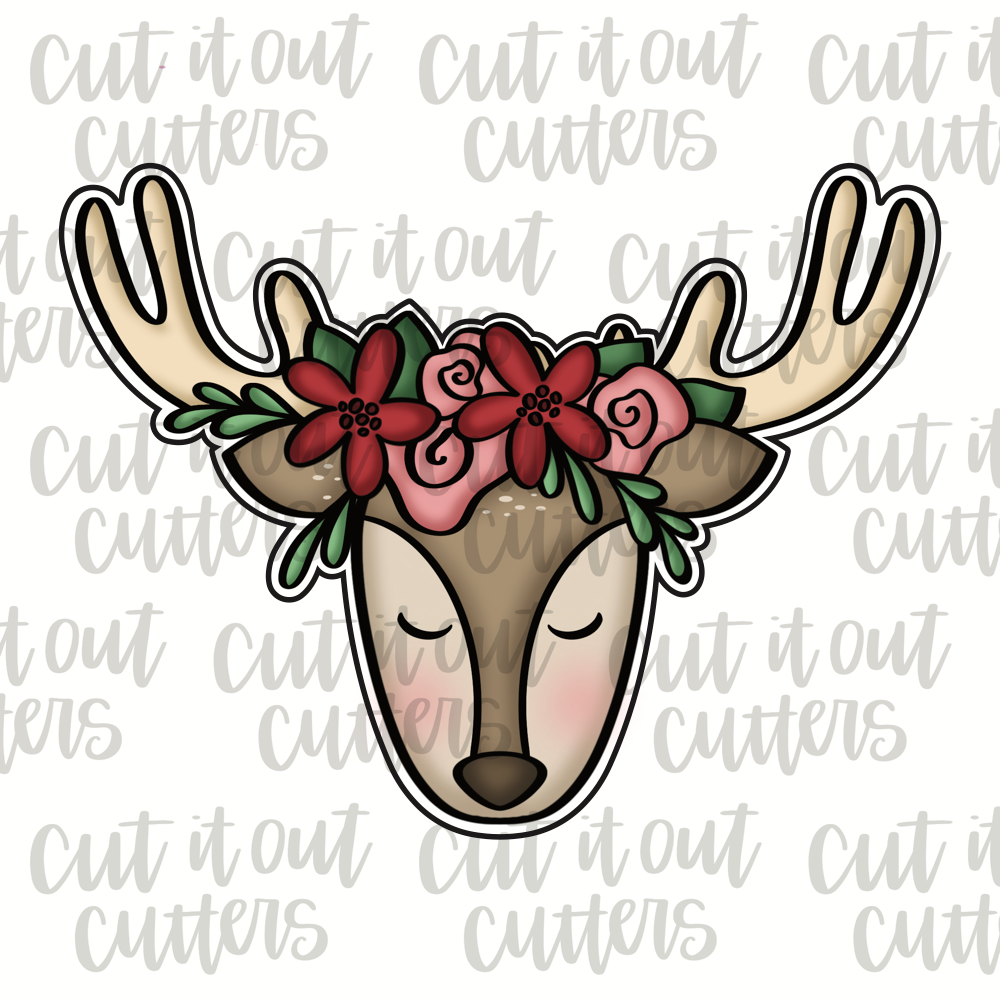 Flower Crown Reindeer Cookie Cutter