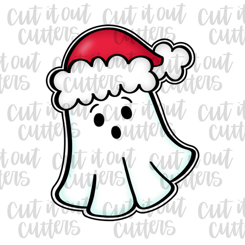Fluffy Hat Christmas Ghost Cookie Cutter